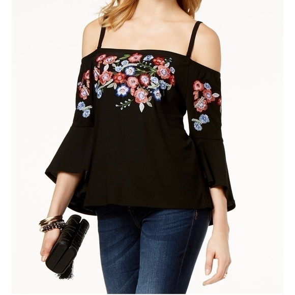 INC International Concept women Off-The-Shoulder Embroidered Top, - Picture 1 of 4